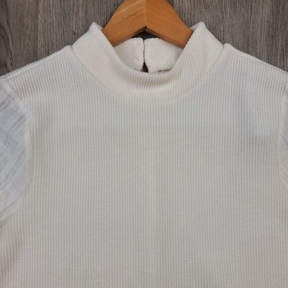 NWOT Madewell Weavemix Mockneck Bubble Sleeve Top size S - Picture 3 of 7